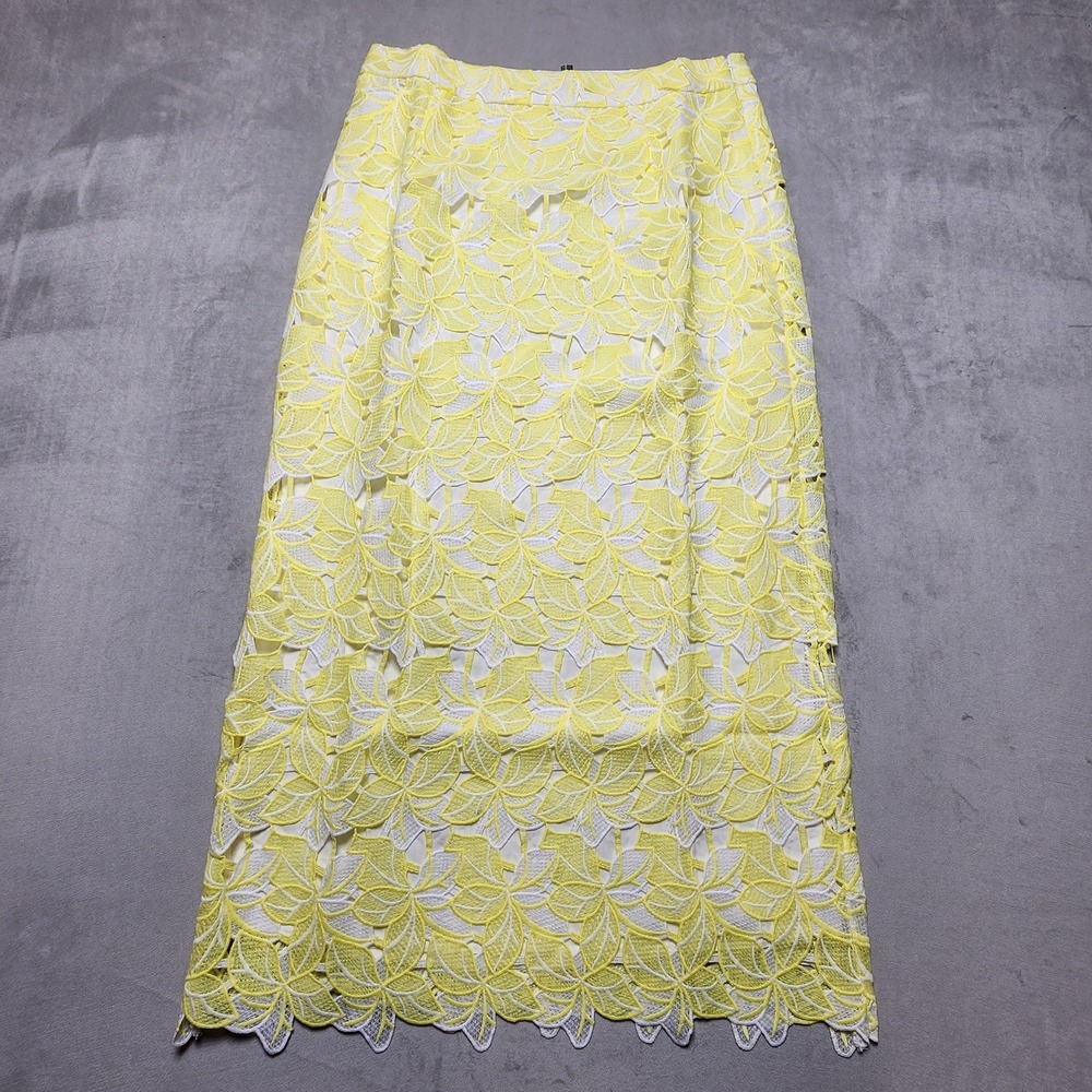 Anthropologie Sunday in Brooklyn Overlay Maxi Floral Skirt Yellow White Size: M‎